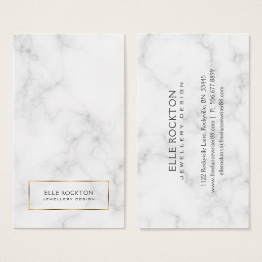 Minimale Kaart met witte marmer Gold-beeldscherm (Voorkant /achterkant)