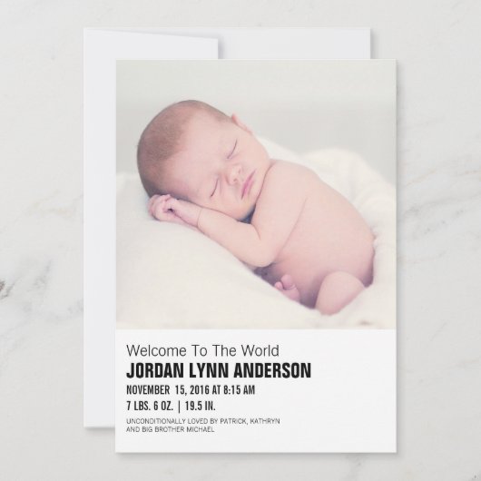 Minimale Kaart van de aankondiging van de geboorte (Voorkant)