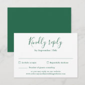 Minimale Kaart van Emerald Green Wedding RSVP (Voorkant / Achterkant)