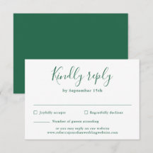 Minimale Kaart van Emerald Green Wedding RSVP