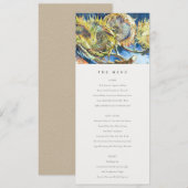 Minimale Kaart van het Blue Yellow Sunflower Weddi (Voorkant / Achterkant)