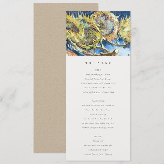 Minimale Kaart van het Blue Yellow Sunflower Weddi (Voorkant / Achterkant)