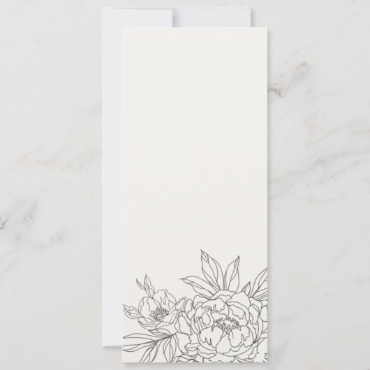 Minimale Kaart van het bruin-Floral Sketch Wedding (Achterkant)