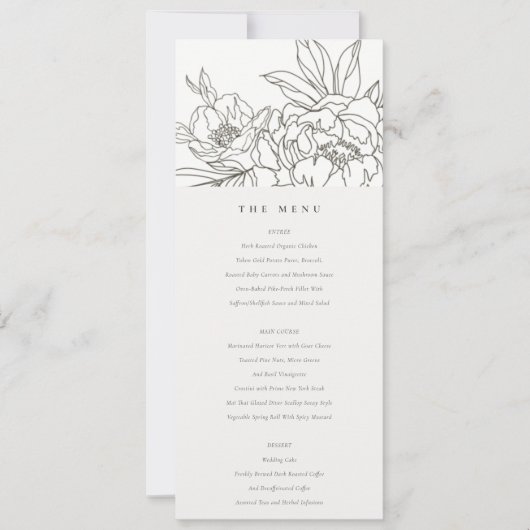 Minimale Kaart van het bruin-Floral Sketch Wedding (Voorkant)