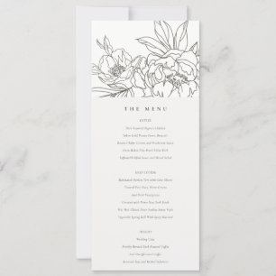 Minimale Kaart van het bruin-Floral Sketch Wedding
