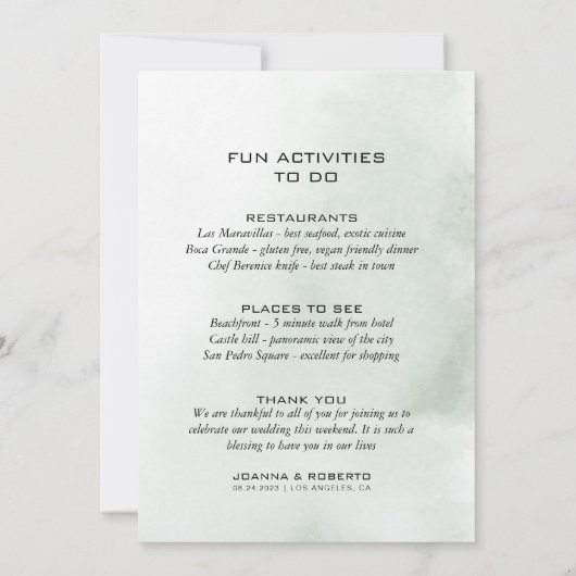 Minimale Kaart van het Eucalyptushuwelijk (Achterkant)