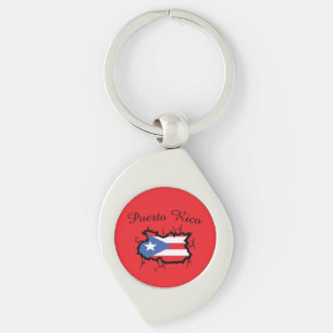 Minimale kaart van Puerto Rico Nationale Vlag Sleutelhanger