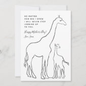 Minimale Kaart voor Baby Giraffe Line Art Moederda (Voorkant)