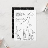 Minimale Kaart voor Baby Giraffe Line Art Moederda (Voorkant / Achterkant in situ)