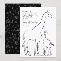 Minimale Kaart voor Baby Giraffe Line Art Moederda
