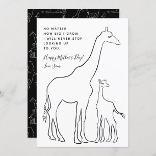 Minimale Kaart voor Baby Giraffe Line Art Moederda