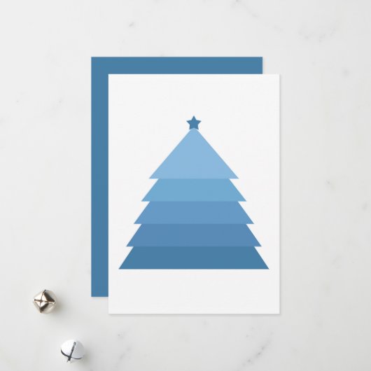 Minimale Kaart voor blauw kerstfeest (Voorkant / Achterkant in situ)
