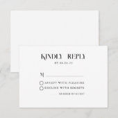 Minimale Kaart voor chic black en Wedding RSVP (Voorkant / Achterkant)