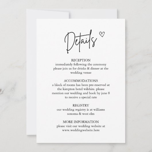 Minimale Kaart voor huwelijksgegevens (Voorkant)