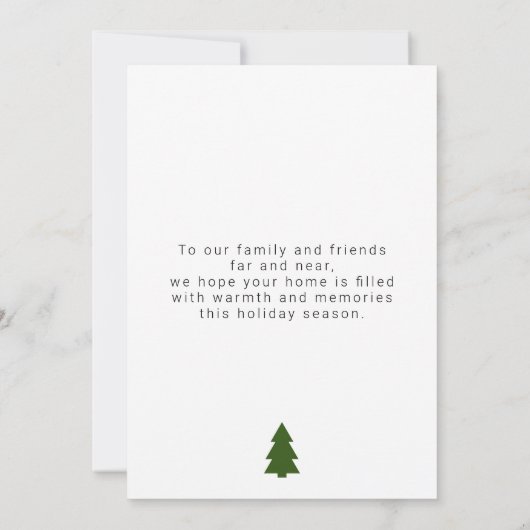 Minimale Kaart voor kerstfoto's met boomgewassen (Achterkant)