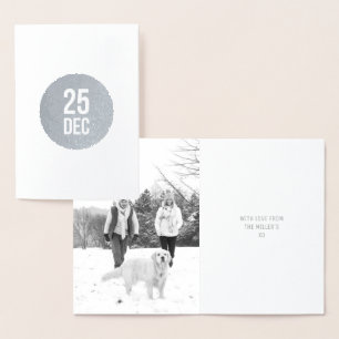 Minimale Kaart voor Kerstmis rond de cirkel   Zilv