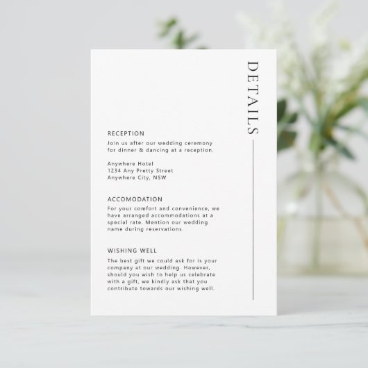 Minimale Kaart voor moderne detailgegevens (Staand voorkant)