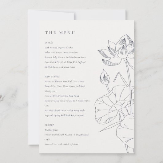 Minimale Kaart Waterlily Floral Sketch Wedding Men (Voorkant)