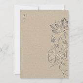 Minimale Kaart Waterlily Floral Sketch Wedding Men (Achterkant)