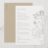 Minimale Kaart Waterlily Floral Sketch Wedding Men (Voorkant / Achterkant)