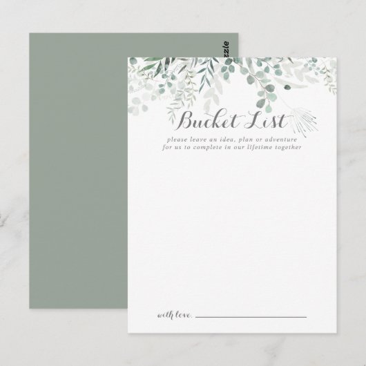 Minimale Kaarten van de Eucalyptus Wedding Bucket  (Voorkant / Achterkant)
