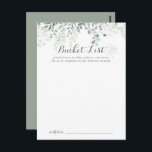 Minimale Kaarten van de Eucalyptus Wedding Bucket<br><div class="desc">Deze minimalistische eucalyptus bruiloft bucket list kaarten zijn de perfecte activiteit voor een rustieke bruiloft receptie of vrijgezellenfeest. Het ontwerp is voorzien van waterverf elegante groene eucalyptusbladeren. Verander de formulering om aan te passen aan elke levensevenement. Bucket list teken wordt apart verkocht.</div>