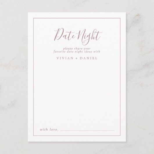 Minimale Kaarten voor gouddatum 's nachts Roos (Voorkant)