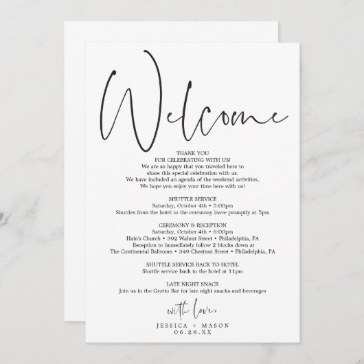 Minimale kabelverbinding voor het script - Welkom  Programmakaart (Voorkant / Achterkant)