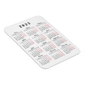 Minimale kalender 2023 in Spaans Witte Rood Magneet (Rechterzijde)