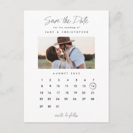 Minimale kalender foto trouwkaart save the date aankondigingskaart