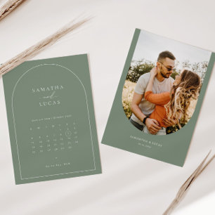 Minimale kalender met boogfoto's Opslaan Datum Kaart