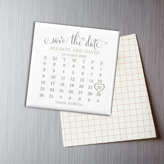 Minimale kalender voor kalender 5 Rijen groen Magneet