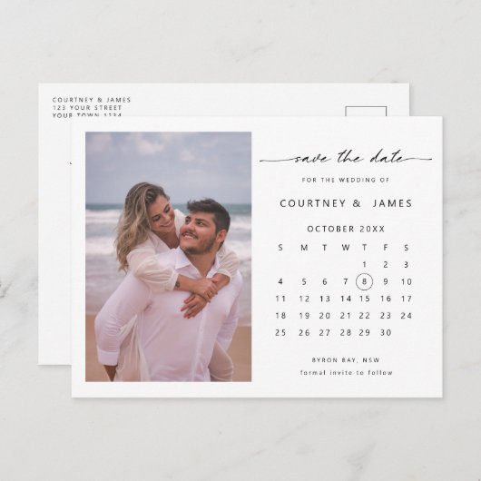 Minimale kalenderfoto sparen de Uitnodiging van de (Voorkant / Achterkant)