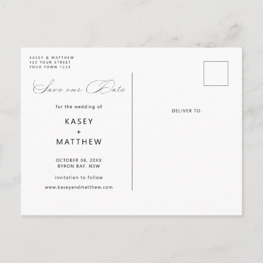 Minimale kalenderfoto sparen de Uitnodiging van de (Achterkant)