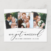 Minimale kalligrafie 3 Foto gehuwd Briefkaart (Voorkant)
