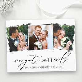 Minimale kalligrafie 3 Foto gehuwd Briefkaart