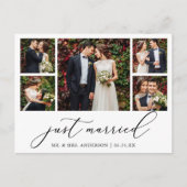 Minimale kalligrafie 5 Foto's die net getrouwd zij Briefkaart (Voorkant)