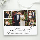 Minimale kalligrafie 5 Foto's die net getrouwd zij Briefkaart