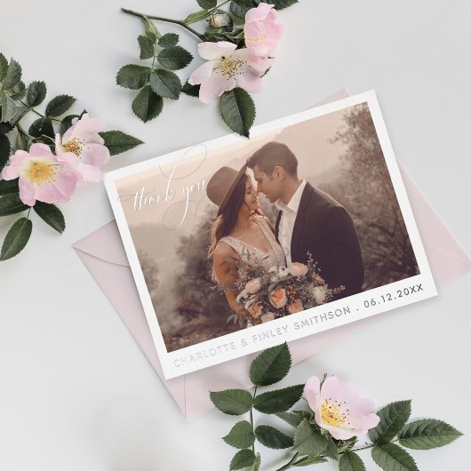 Minimale kalligrafie Aangepast huwelijk Dank u Folie Feestdagen Briefkaart