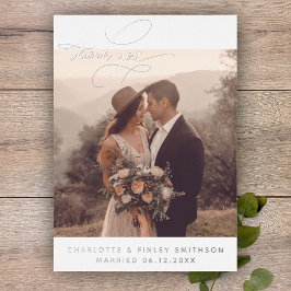 Minimale kalligrafie Aangepast huwelijk Dank u Folie Feestdagenkaart