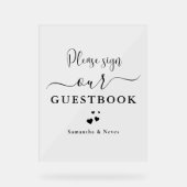 Minimale kalligrafie Aangepaste bruiloft Gastenboe Acryl Bord (Voorkant)