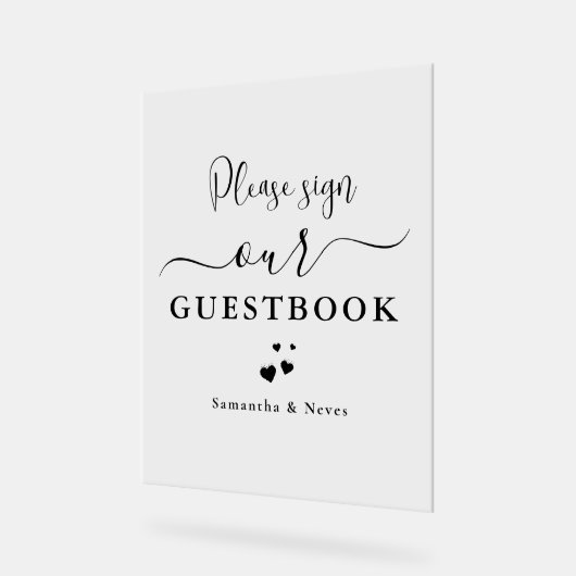 Minimale kalligrafie Aangepaste bruiloft Gastenboe Acryl Bord (Hoek)