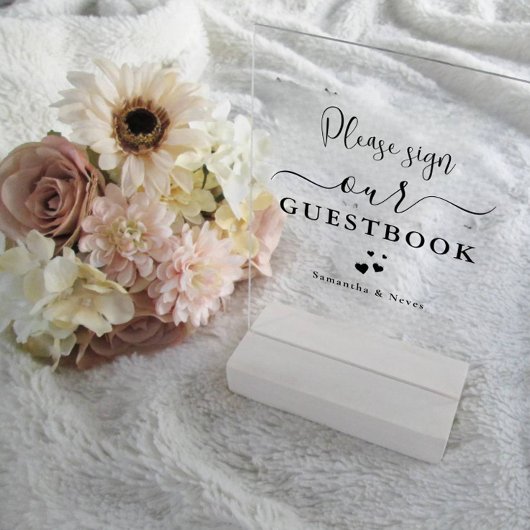 Minimale kalligrafie Aangepaste bruiloft Gastenboe Acryl Bord