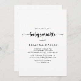 Minimale kalligrafie Baby Sprinkle Uitnodiging