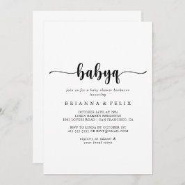 Minimale kalligrafie BabyQ-Baby shower Barbecue Kaart
