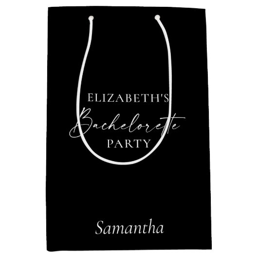 Minimale kalligrafie Bachelorette Party Black Medium Cadeauzakje (Voorkant)