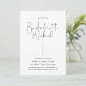 Minimale kalligrafie Bachelorette-weekendprogramma Kaart (Staand voorkant)