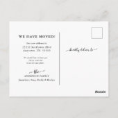 Minimale kalligrafie Bewegende Aankondiging Briefkaart (Achterkant)