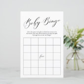 Minimale kalligrafie Bingo Baby shower Game (Staand voorkant)