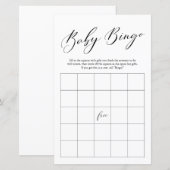 Minimale kalligrafie Bingo Baby shower Game (Voorkant / Achterkant)